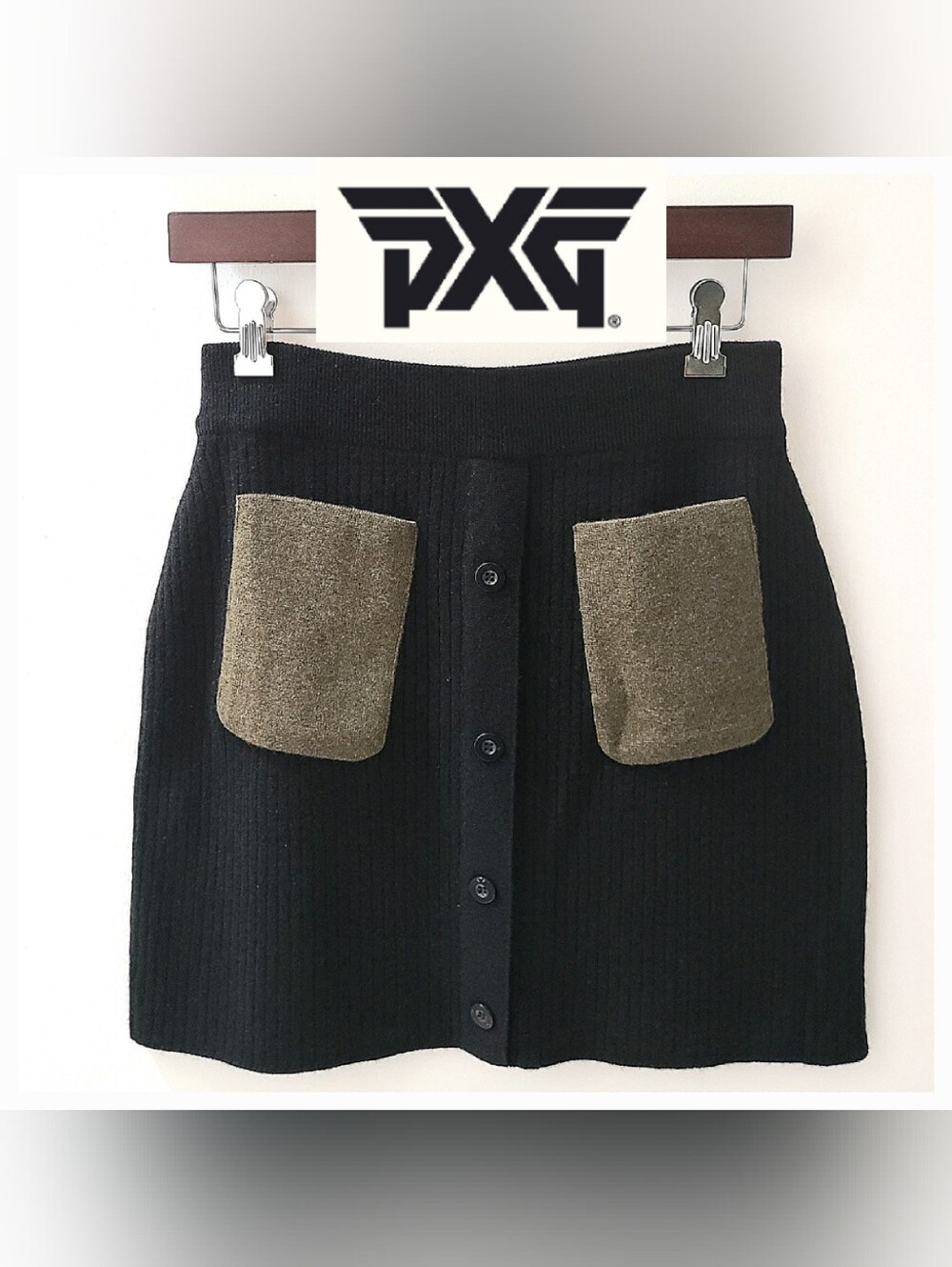 PXG Parsons Xtreme Golf Ribbed Knit Lightweight Wool Mini Skirt Black Sz S NWT